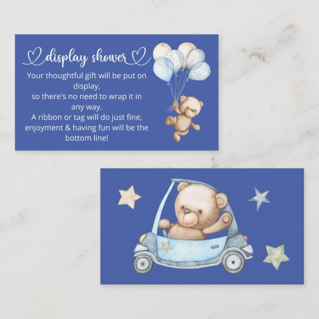Carte D'accompagnement Baby shower ours bébé en peluche (Devant / Derrière)