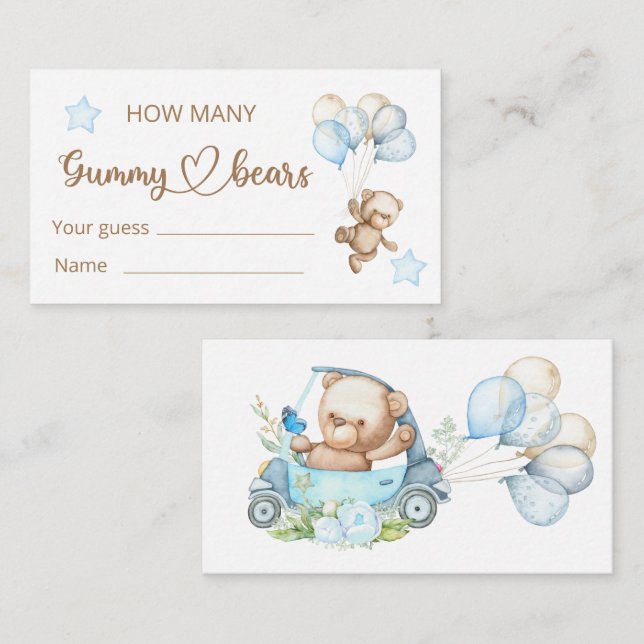 Carte D'accompagnement Baby shower ours bébé en peluche (Devant / Derrière)