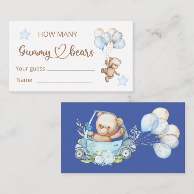 Carte D'accompagnement Baby shower ours bébé en peluche (Devant / Derrière)