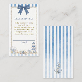 Carte D'accompagnement Baby Shower Phare Bleu Marin Tirage au Sort Couche
