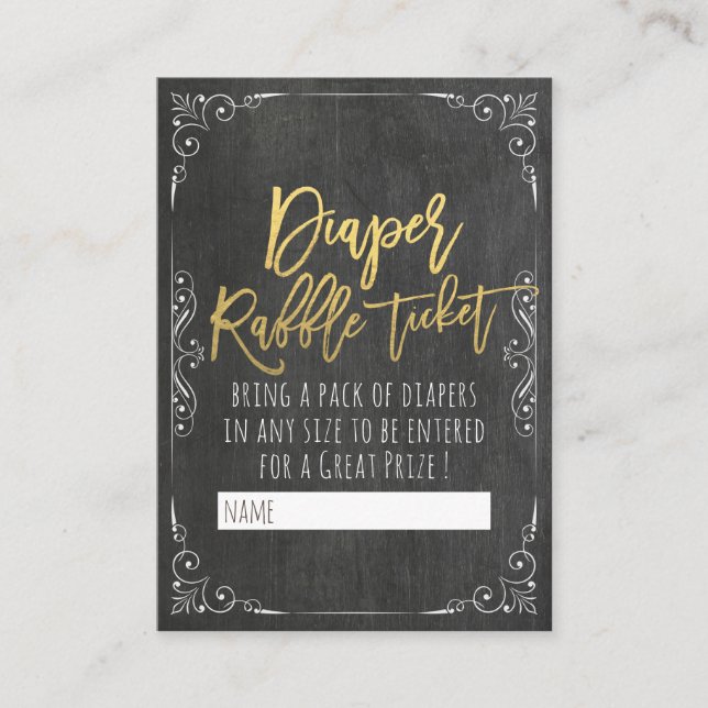 Carte D'accompagnement Baby shower Refus de couches Billet Floral Chalkbo (Devant)