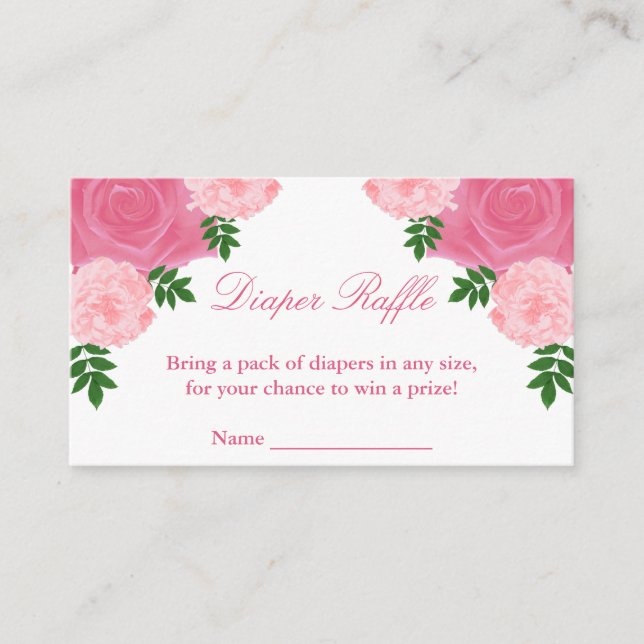 Carte D'accompagnement Baby shower rose floral Raffin (Devant)