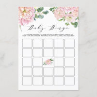 Baby shower Rose rose Aquarelle Jeu de Bingo