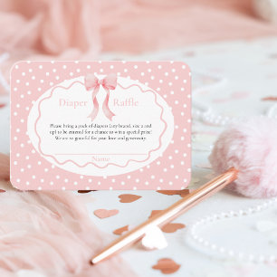 Carte D'accompagnement Baby Shower Ruban Rose Points Bébé Fille Jeu de La