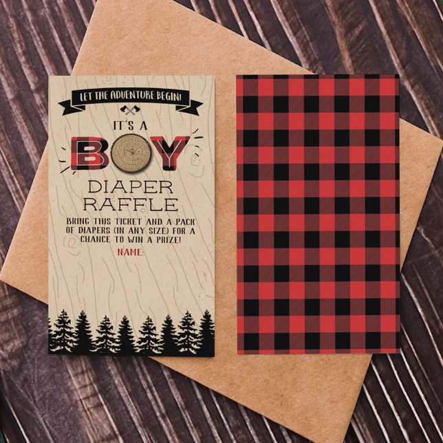 Carte D'accompagnement Baby shower Rustic Forest Plaid Lumberjack Boys (Créateur téléchargé)