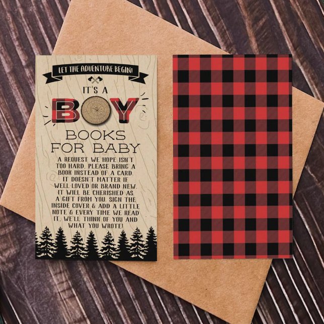 Carte D'accompagnement Baby shower Rustic Forest Plaid Lumberjack Boys (Créateur téléchargé)