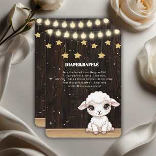 Carte D'accompagnement Baby shower rustique de petit agneau blanc