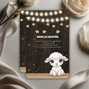 Carte D'accompagnement Baby shower rustique de petit agneau blanc