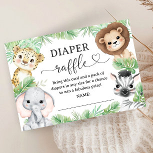 Carte D'accompagnement Baby Shower Safari Animal Fête de Bébé Tirage au S