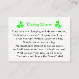 Carte D'accompagnement Baby shower Shamrock irlandais Leprechaun