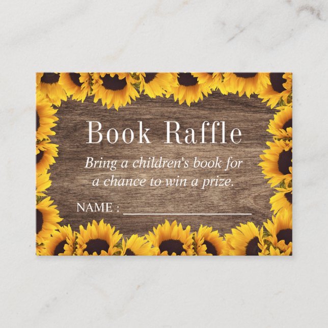 Carte D'accompagnement Baby shower Sunflower Réserver Raffle Billets (Devant)