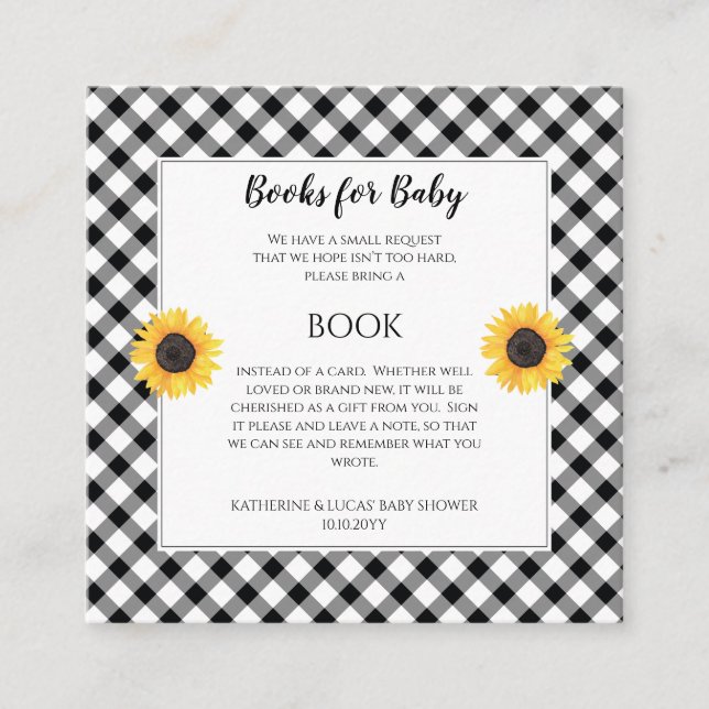 Carte D'accompagnement Baby shower Sunflowers Demande de réservation (Devant)