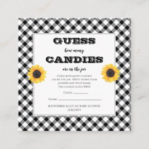 Carte D'accompagnement Baby shower Sunflowers Guides Candies en Jar Game