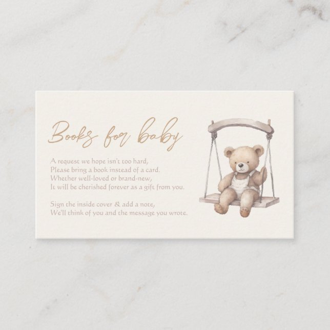 Carte D'accompagnement Baby shower Teddy Bear Livres Pour Baby Request (Devant)