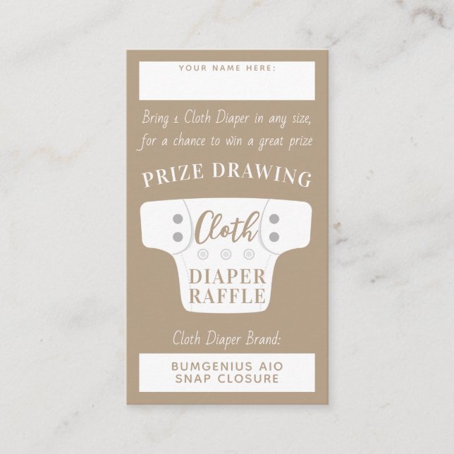 Carte D'accompagnement Baby shower Tissu Déchets de linge Raffin Taupe Ta (Devant)