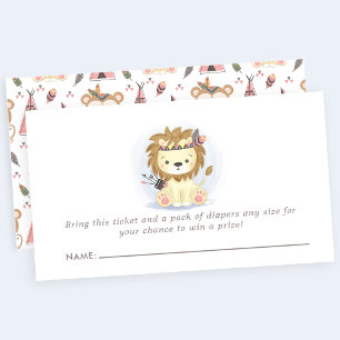 Carte D'accompagnement Baby shower tribal Boho Lion Déchets