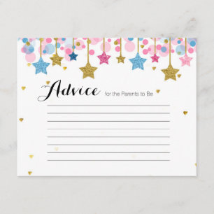 Carte D'accompagnement Baby shower Twinkle Twinkle Pink blue Advice Card