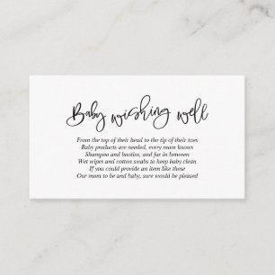 Carte D'accompagnement Baby shower, Wishing Well, Script noir créatif
