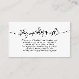 Carte D'accompagnement Baby shower, Wishing Well, Script noir créatif
