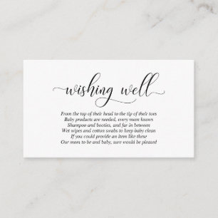 Carte D'accompagnement Baby shower, Wishing Well, Script noir moderne