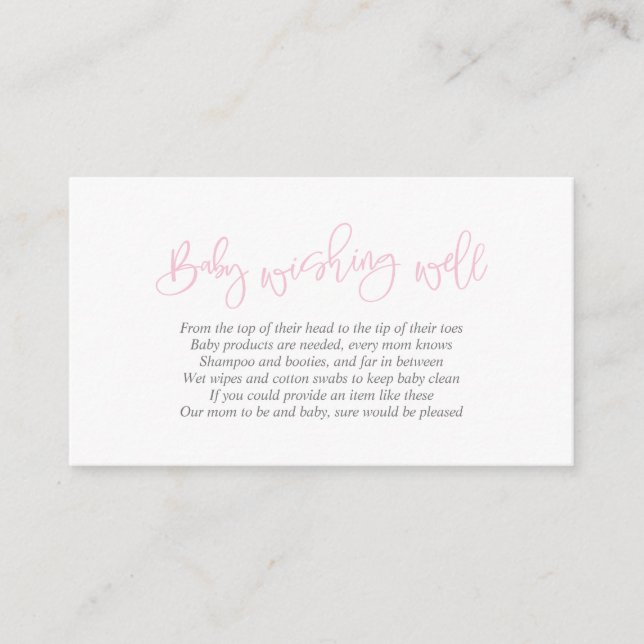 Carte D'accompagnement Baby shower, Wishing Well, Script rose créatif (Devant)