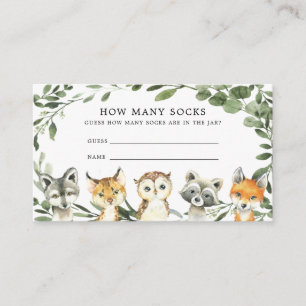 Carte D'accompagnement Baby shower Woodland Devine Combien De Chaussettes