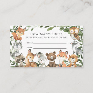 Carte D'accompagnement Baby shower Woodland Devine Combien De Chaussettes
