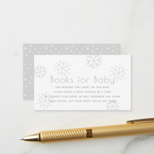 Carte D'accompagnement Baby showers de flocons de neige gris Livres pour