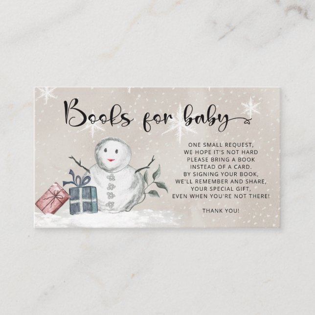Carte D'accompagnement Baby showers d'hiver pour billet bébé (Devant)