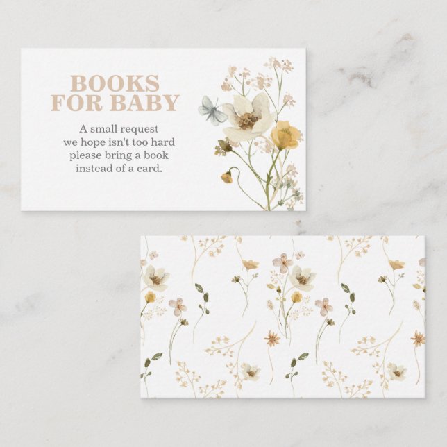 Carte D'accompagnement Baby showers fleurs sauvages pour bébé (Devant / Derrière)