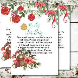 Carte D'accompagnement Baby showers pour bébé poinsettia rouge hiver