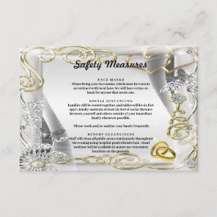 Carte D'accompagnement Bagues Mariages d'or Coeurs Mesures de sécurité