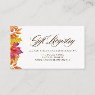Carte D'accompagnement Baisse du registre des Baby showers d'automne de l