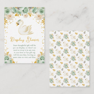 Carte D'accompagnement Balayage de cygne Roses vert et or douche