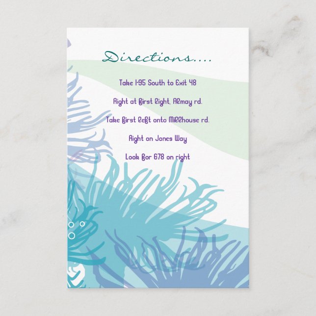 Carte D'accompagnement Baleine et Sea Life Bat Bar Mitzvah Direction Card (Devant)