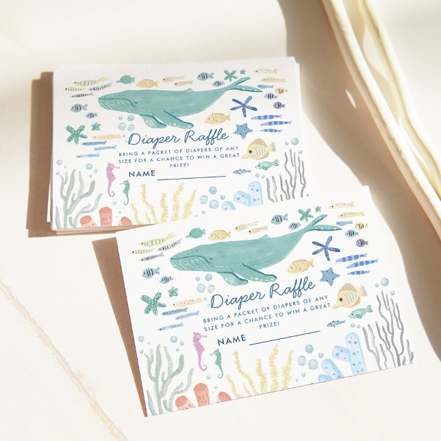 Carte D'accompagnement Baleine Sous La Baisse Du Baby shower De Mer (Créateur téléchargé)