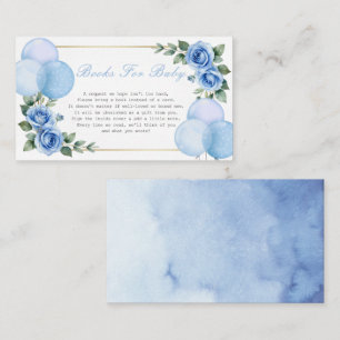 Carte D'accompagnement Ballon aquarelle bleu floral garçon livres pour bé