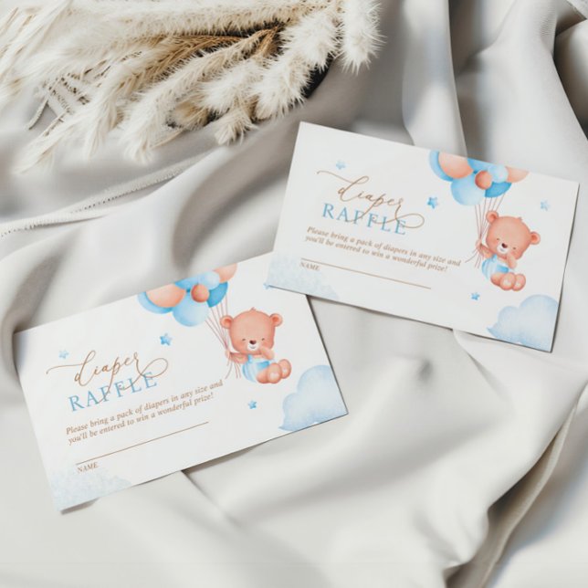 Carte D'accompagnement Ballons Bleus Teddy Bear Raffin de couche (Créateur téléchargé)