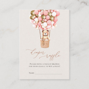 Carte D'accompagnement Ballons de filles d'ours roses Déchets Raffle Bill