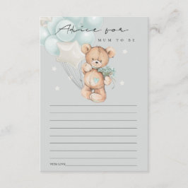 Carte D'accompagnement Ballons d'ours bleu gris Conseils pour maman Baby 