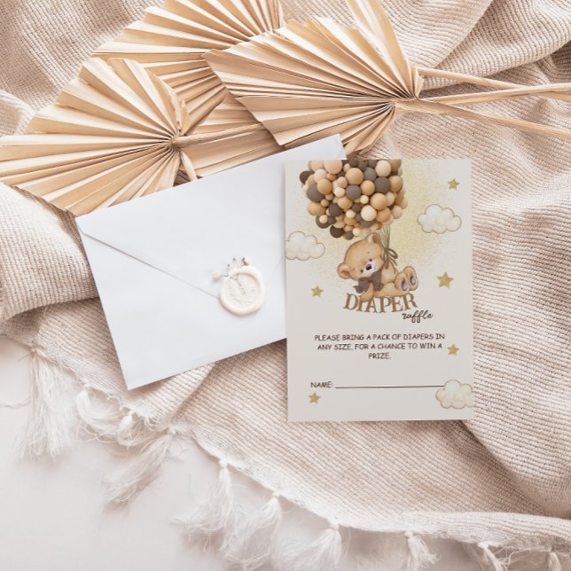 Carte D'accompagnement Ballons d'ours brun beige tombole (Créateur téléchargé)