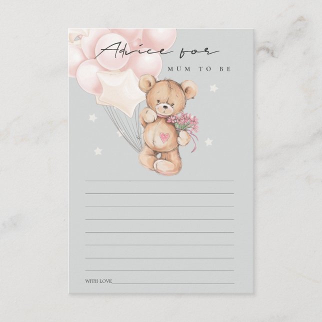 Carte D'accompagnement Ballons d'ours gris-bleu Conseils pour maman Baby  (Devant)
