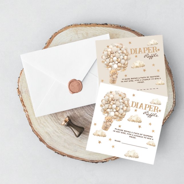 Carte D'accompagnement Ballons d'ours Raffin Beige Blanc (Créateur téléchargé)