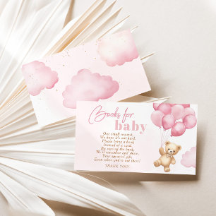 Carte D'accompagnement Ballons roses Livres d'ours en peluche pour billet