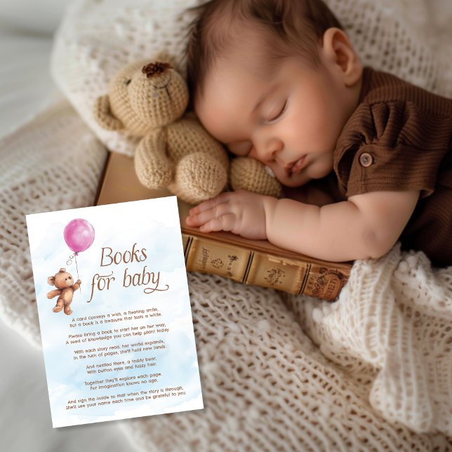 Carte D'accompagnement Balloon rose Fille Teddy Bear Livres pour bébé (Créateur téléchargé)