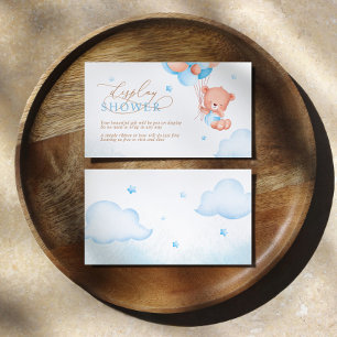 Carte D'accompagnement Balloons bleu ours Teddy Affichage Douche