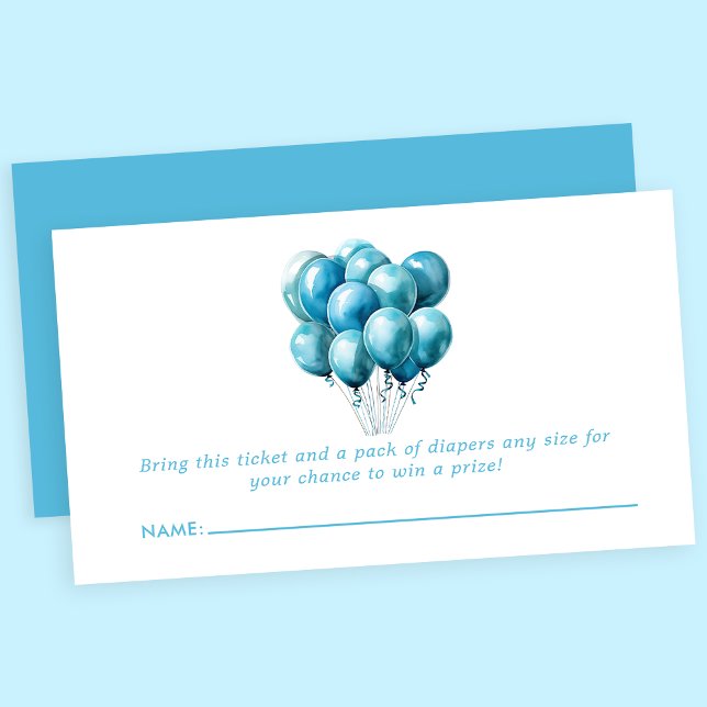 Carte D'accompagnement Balloons Bleus Aquarelle Baby shower Déchets Raffi (Créateur téléchargé)