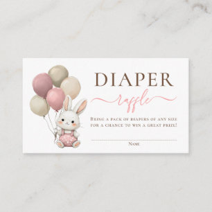 Carte D'accompagnement Balloons Bunny Pink Baby Girl Douche Déchets Raffl