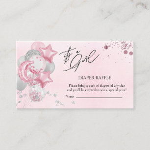 Carte D'accompagnement Balloons roses à l'aquarelle C'est une fille Loter