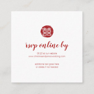 Carte D'accompagnement Bambou rouge et bonheur double chinois RSVP
